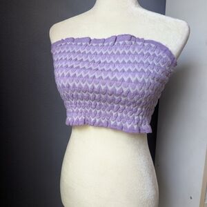 Forever 21 Lavender Strapless Knit Crop Top